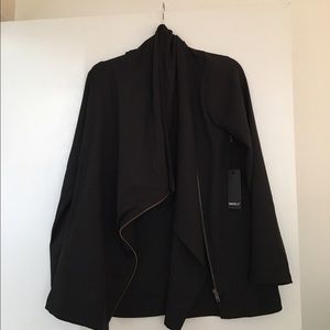 Black Casual Jacket with Asymmetrical Zipper